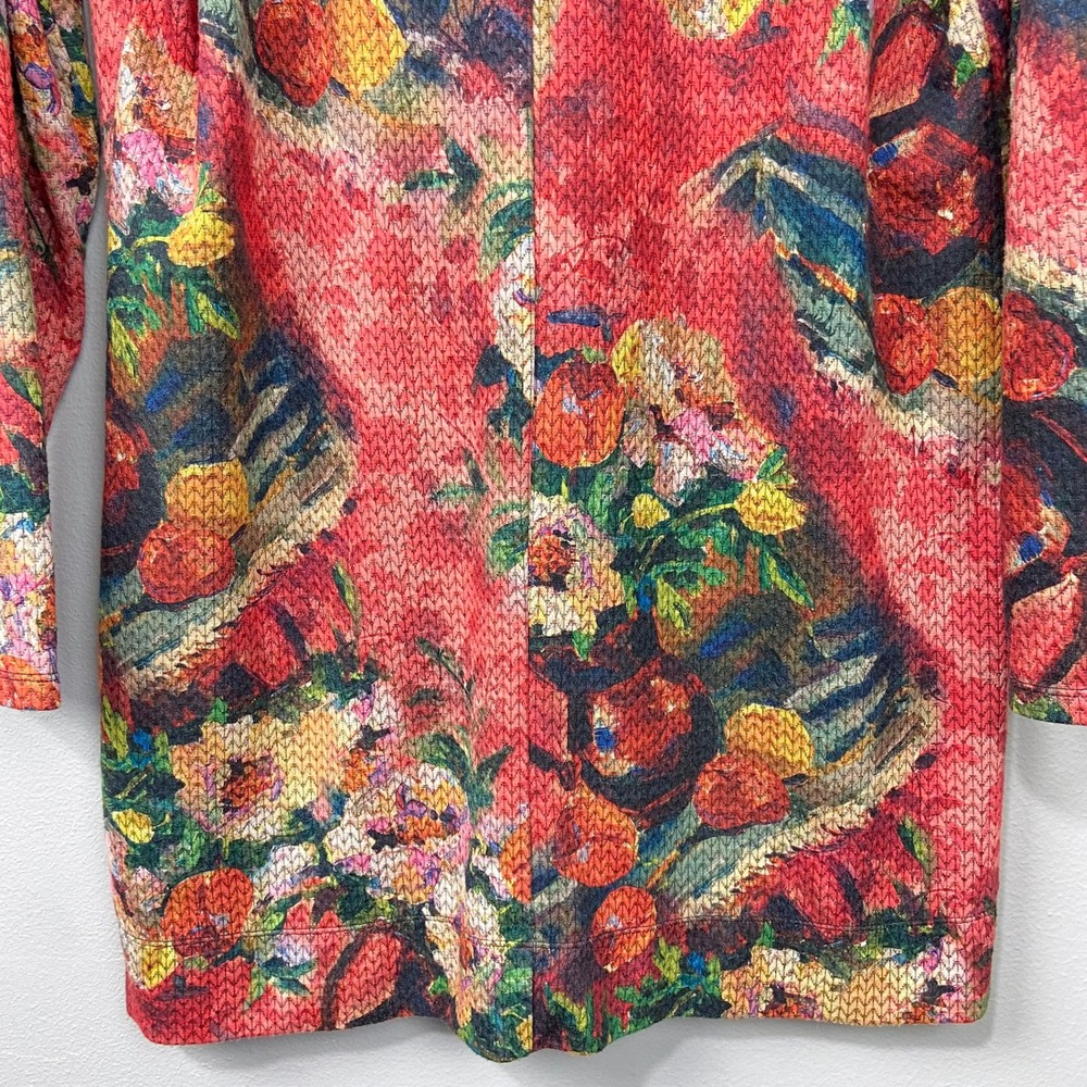 Soft Surroundings Floral Print Knit Tunic Top Pockets Sz L Pointelle Artsy‎ Boho - Picture 11 of 11